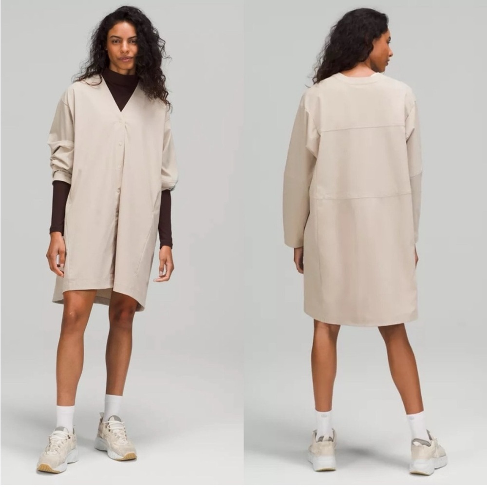Lululemon WovenAir Button Front Dress Raw Linen 6